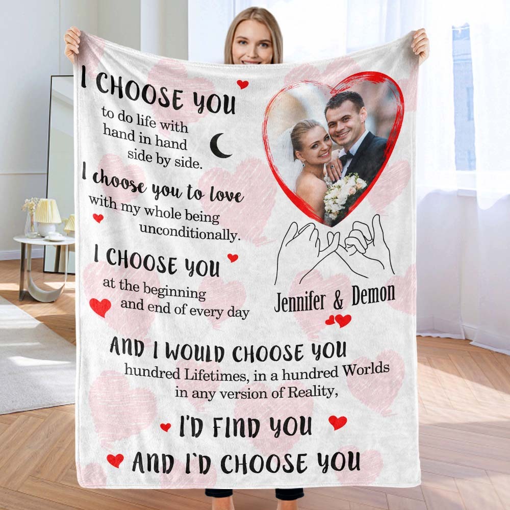 Custom Photo and Name I Choose You Letter Blanket Valentine's Day Gift - MyFaceSocksAu