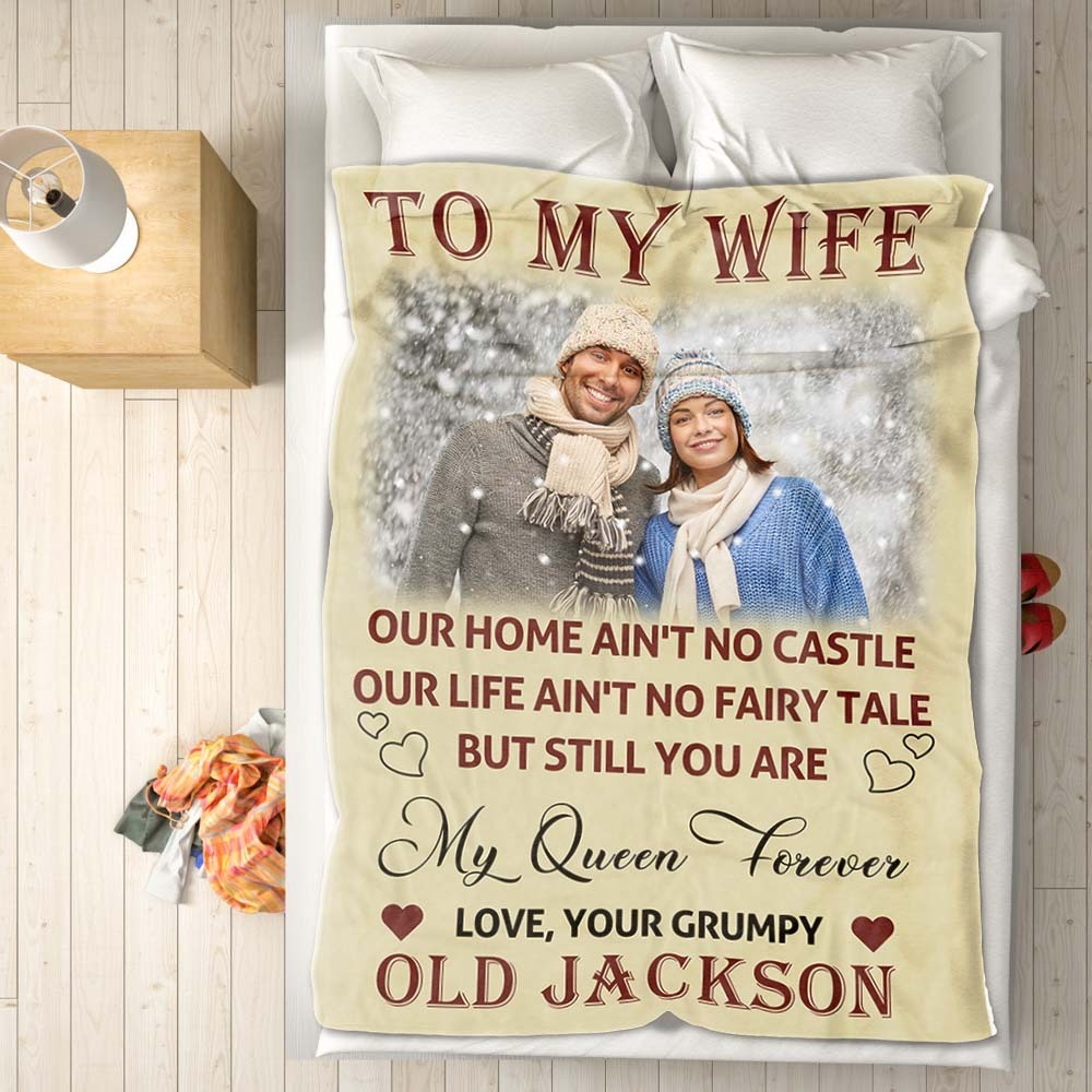 Custom Photo and Name To My Wife You Are My Queen Forever Blanket Valentine's Day Gift - MyFaceSocksAu