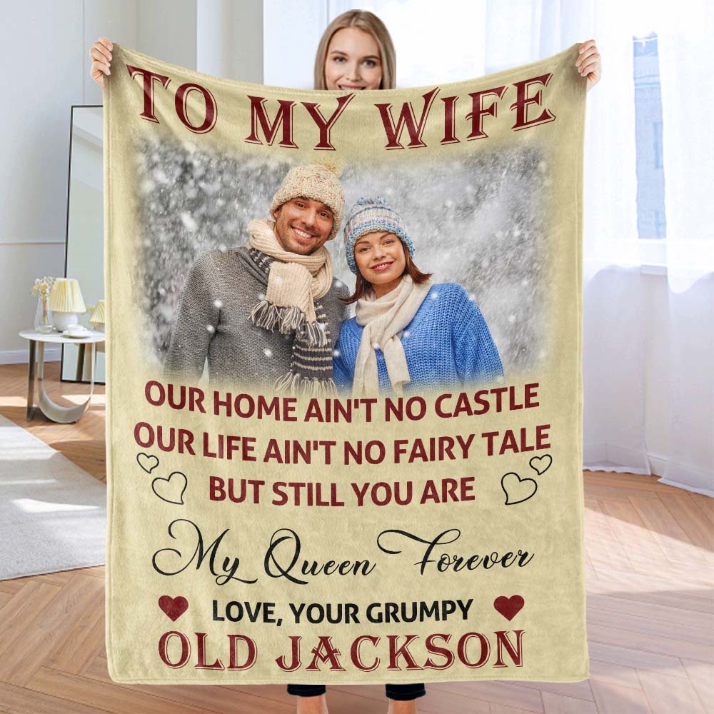 Custom Photo and Name To My Wife You Are My Queen Forever Blanket Valentine's Day Gift - MyFaceSocksAu