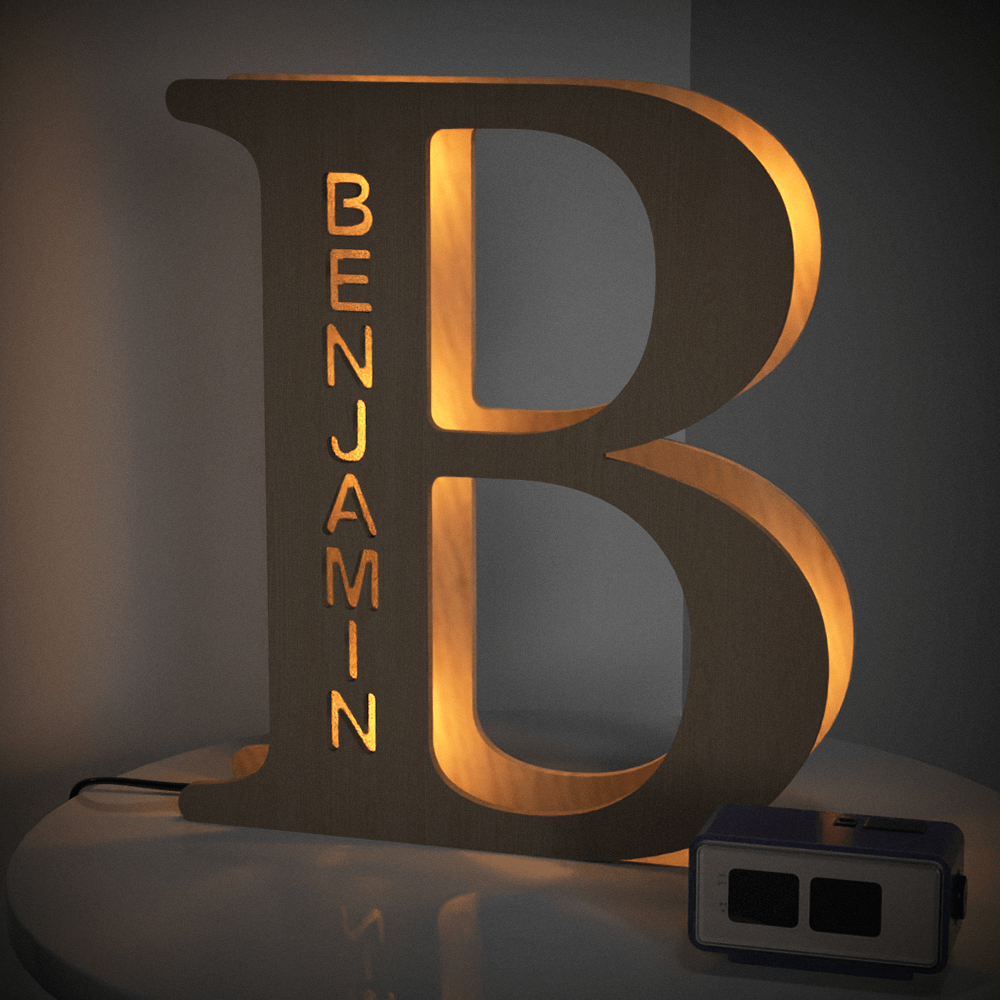 Custom Woodcut Alphabet Wall Light Night Light