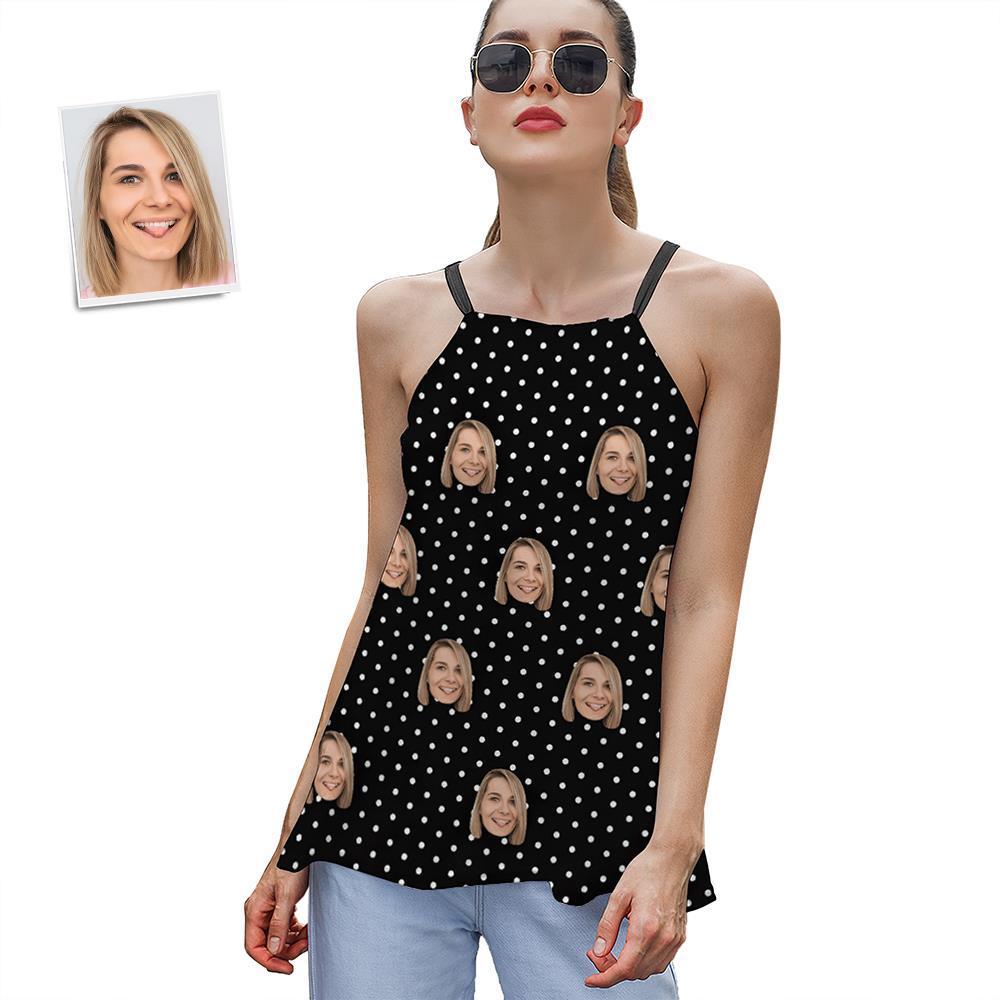 Custom Face Women's Strappy Camisoles Summer Sexy Loose Cute Tanks Tops - Polka - MyFaceSocksAu