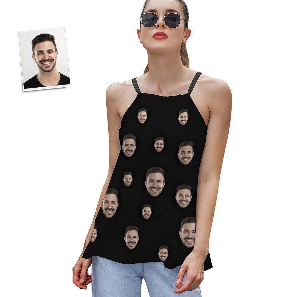 Custom Face Women's Strappy Camisoles Summer Sexy Loose Cute Tanks Tops - Face - MyFaceSocksAu