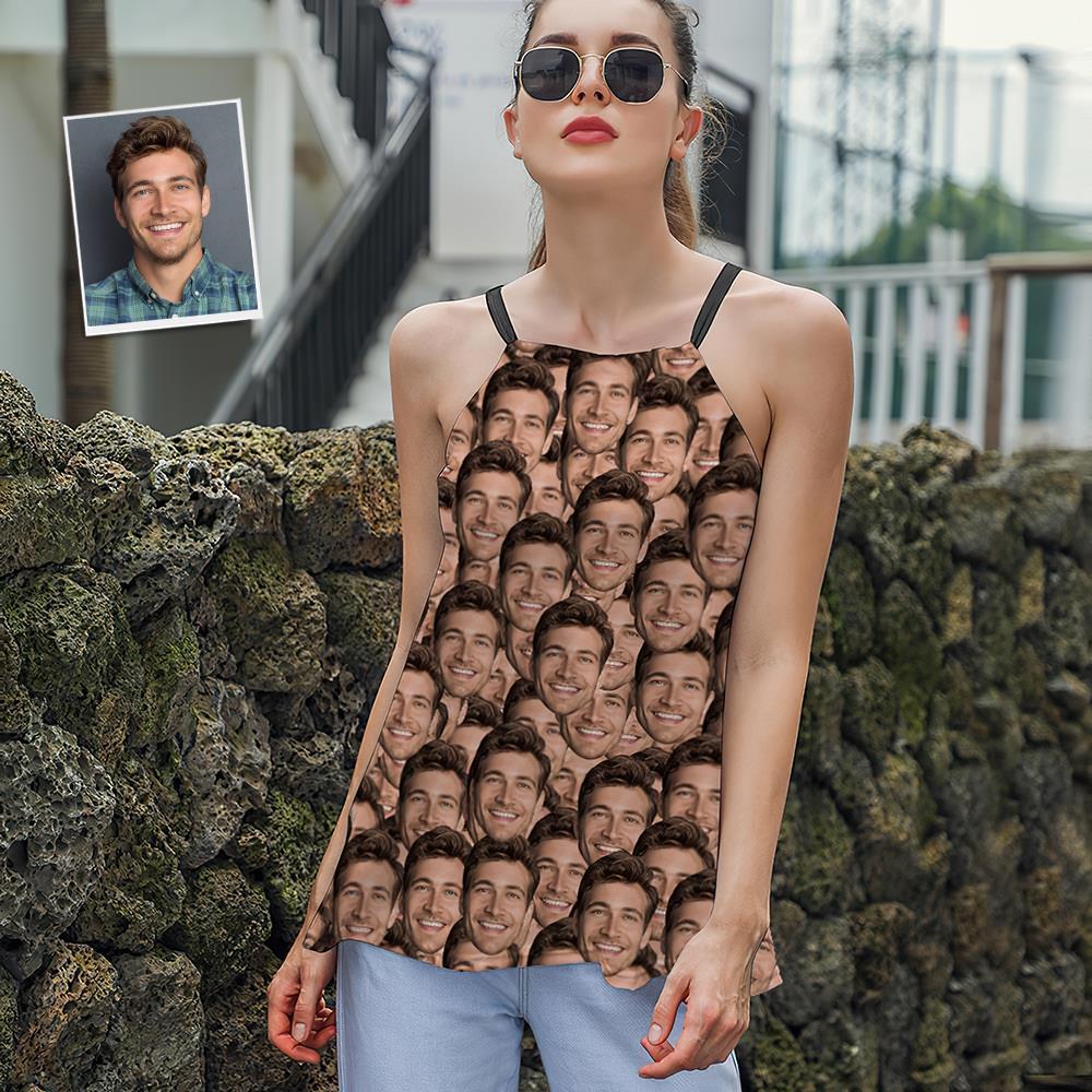 Custom Face Women's Strappy Camisoles Summer Sexy Loose Cute Tanks Tops - Face Mash - MyFaceSocksAu