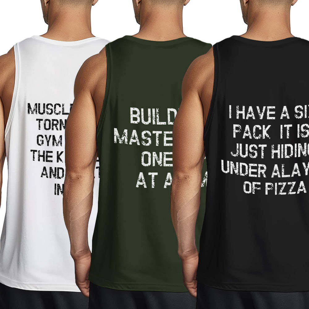 Custom Text Tank Top Mens Funny Gym Workout Tee - MyFaceSocksAu