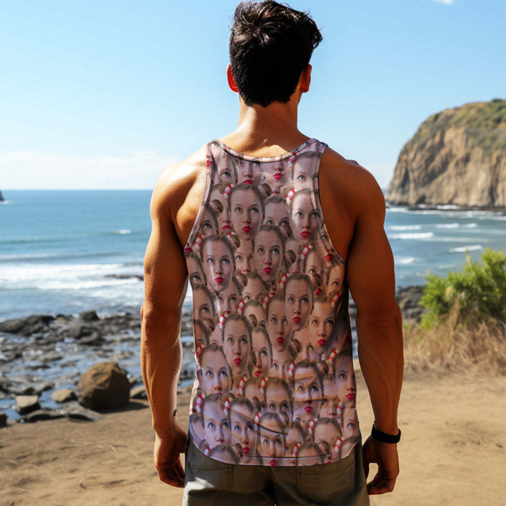 Custom Face Tank Tops Men's Sleeveless Shirt Mash Face - MyFaceSocksAu