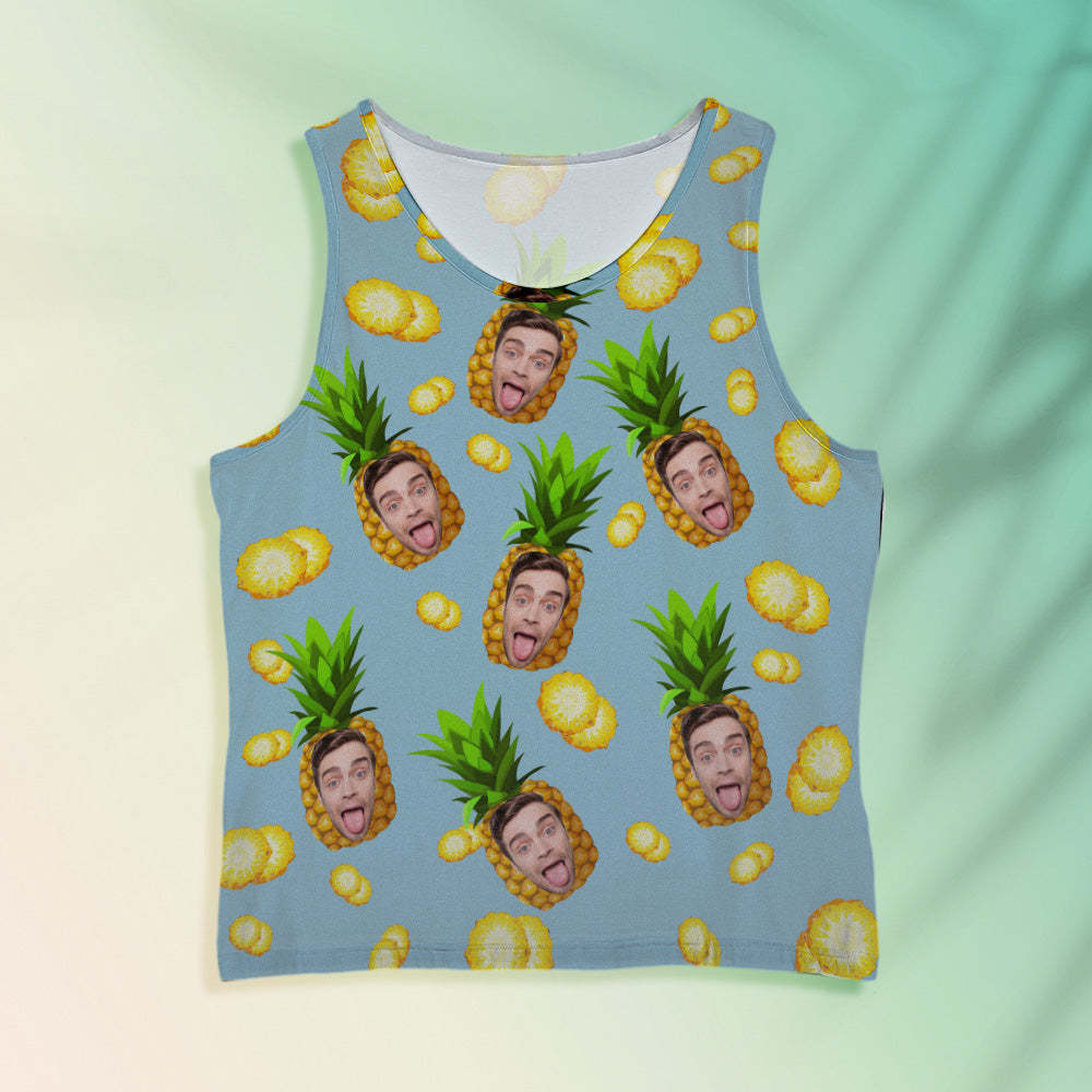 Custom Face Tank Tops Men's Sleeveless Shirt Big Pineapple - MyFaceSocksAu