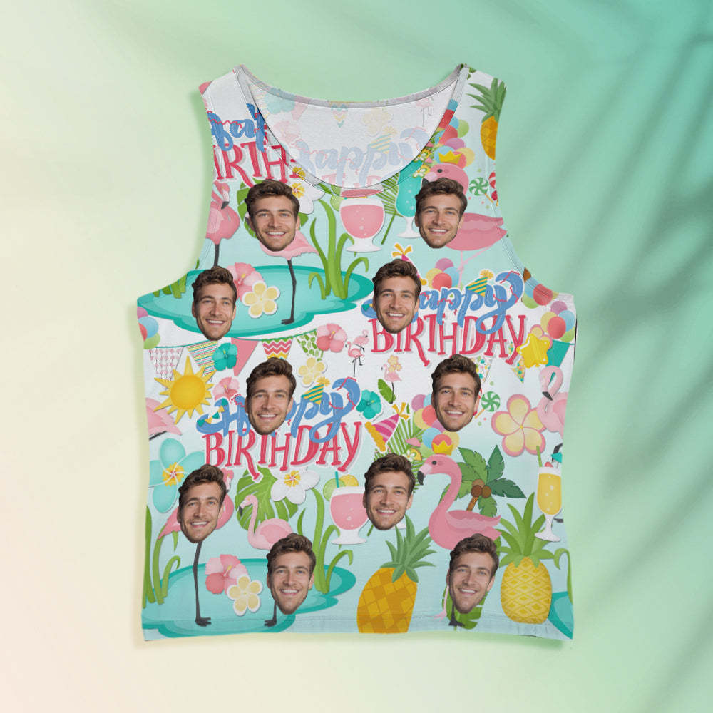 Custom Face Tank Tops Men's Sleeveless Shirt Happy Birthday - MyFaceSocksAu