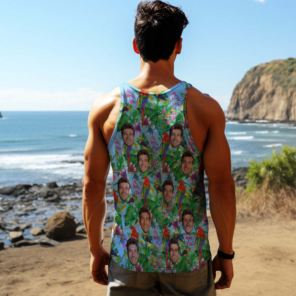 Custom Face Tank Tops Men's Sleeveless Shirt Parrot - MyFaceSocksAu