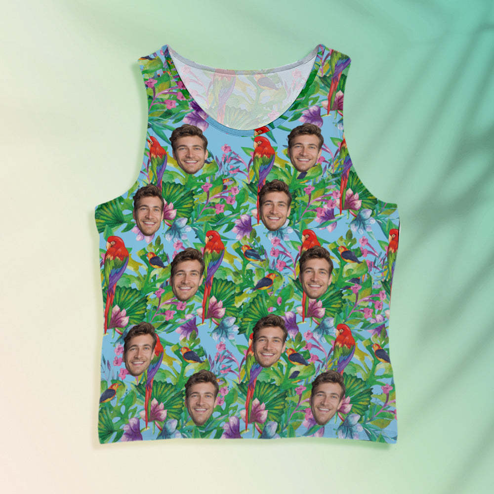 Custom Face Tank Tops Men's Sleeveless Shirt Parrot - MyFaceSocksAu