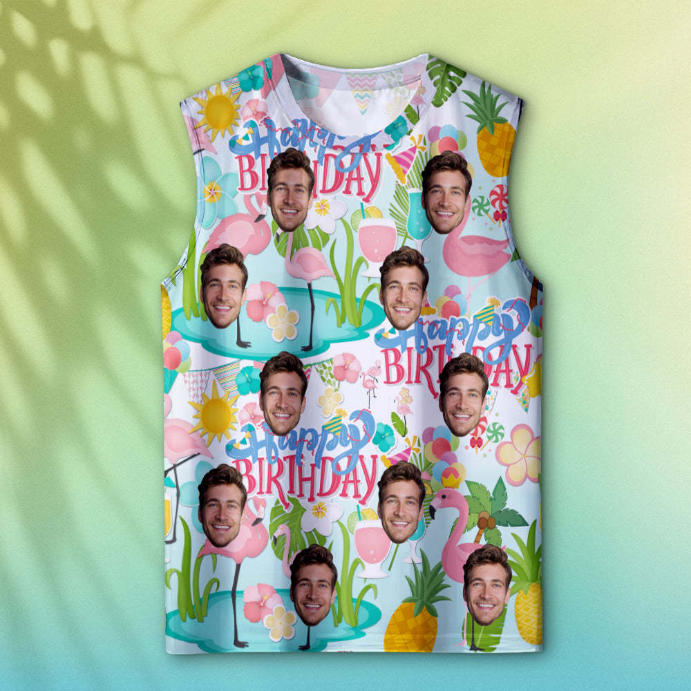 Custom Thick Face Tank Tops Men's Sleeveless Shirt Happy Birthday - MyFaceSocksAu