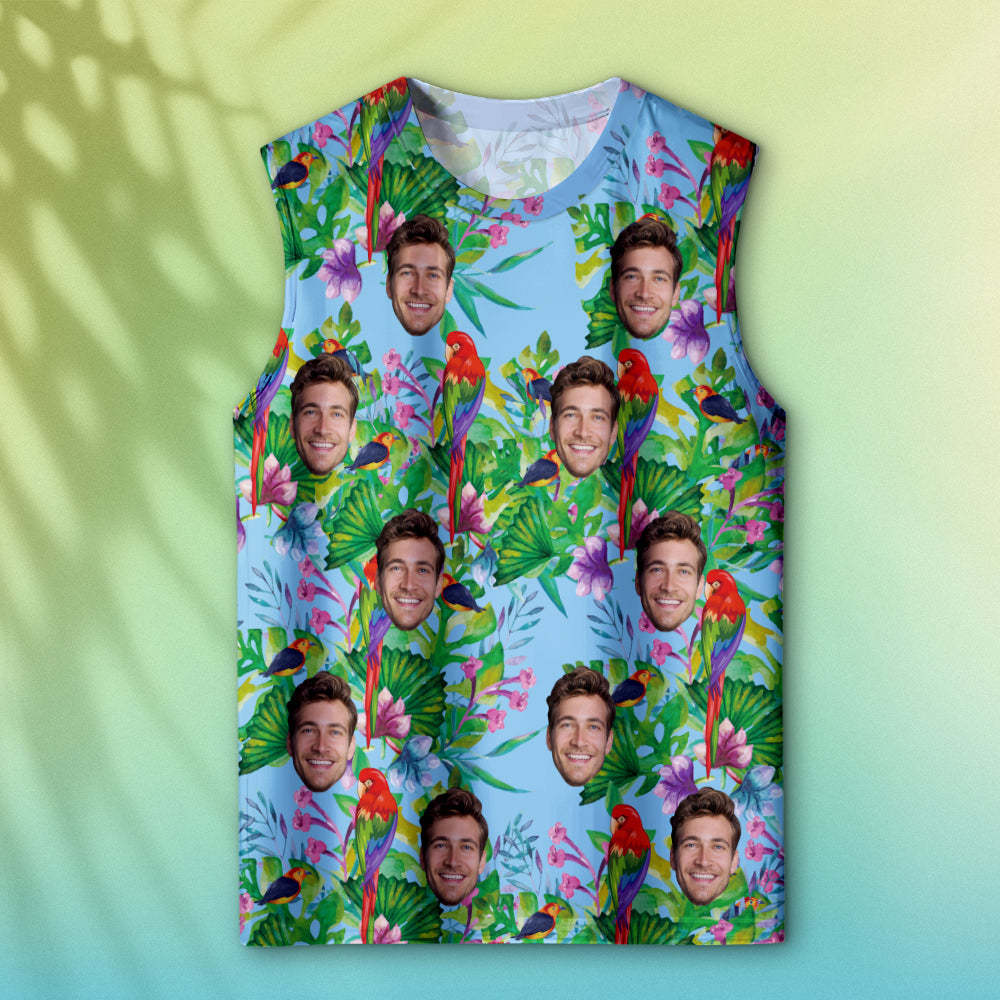 Custom Thick Face Tank Tops Men's Sleeveless Shirt Parrot - MyFaceSocksAu
