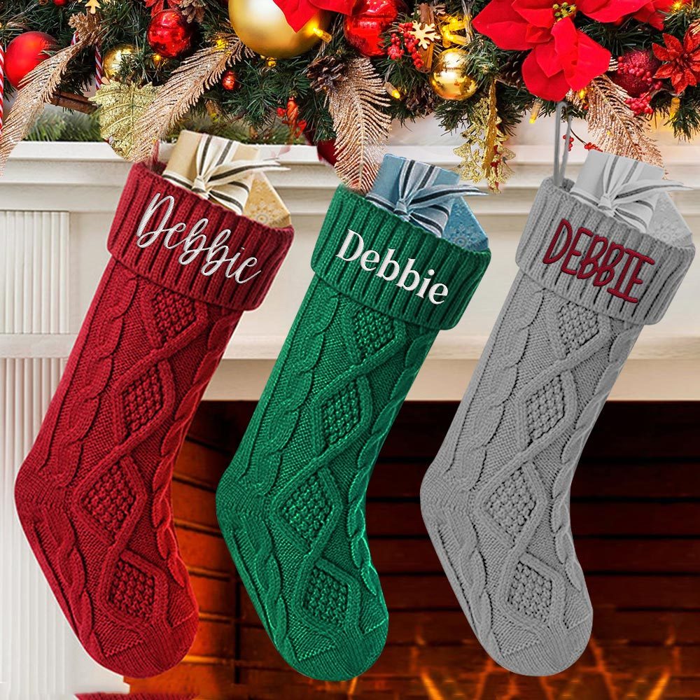 Personalized Christmas Stocking with Name Knitted Xmas Stockings Decoration - MyFaceSocksAu