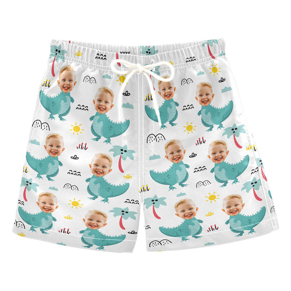 Custom Face Beach Trunks Baby Dinosaur Photo Beach Shorts Gift for Kids - MyFaceSocksAu
