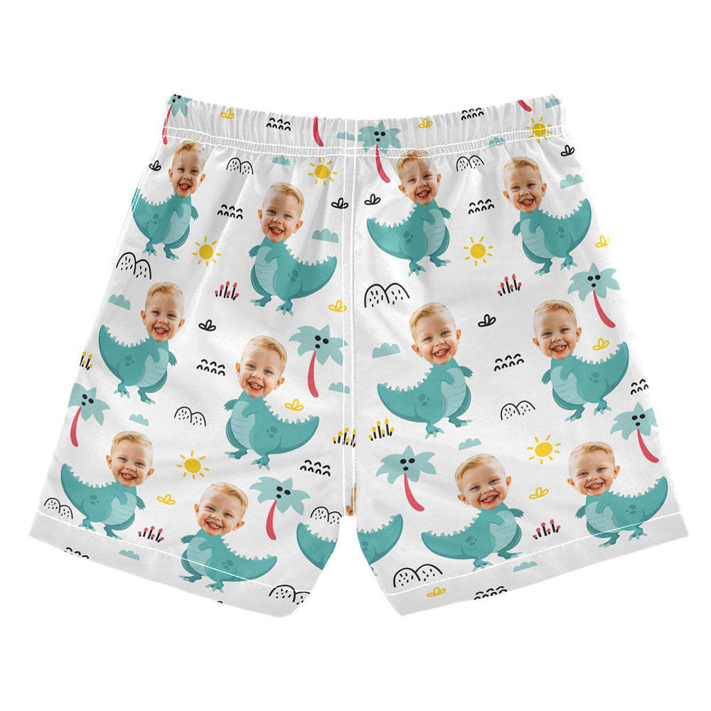 Custom Face Beach Trunks Baby Dinosaur Photo Beach Shorts Gift for Kids - MyFaceSocksAu