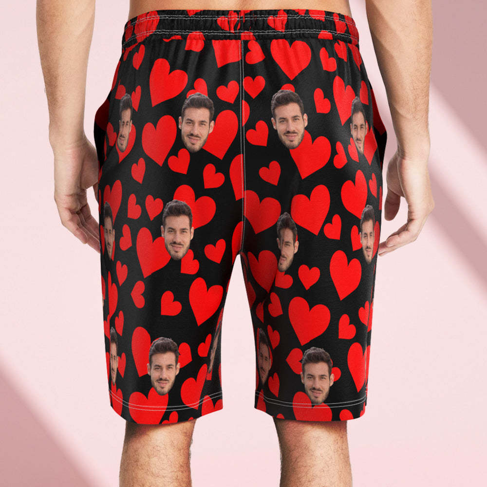 Custom Face Photo Men's Swim Trunk Water Shorts Summer Valentine's Day Gifts for Couple - MyFaceSocksAu