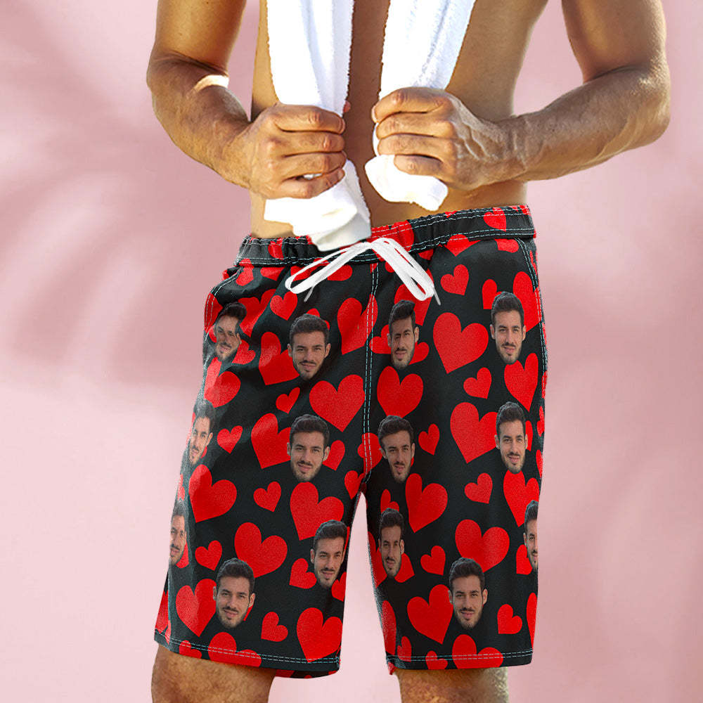 Custom Face Photo Men's Swim Trunk Water Shorts Summer Valentine's Day Gifts for Couple - MyFaceSocksAu