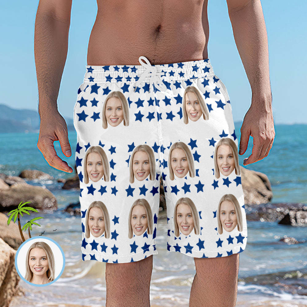 Men's Custom Face and Star Elastic Beach Short Pants - MyFaceSocksAu