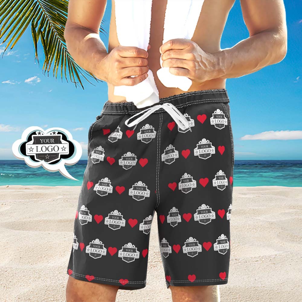 Men's Custom Heart Logo Elastic Beach Short Pants