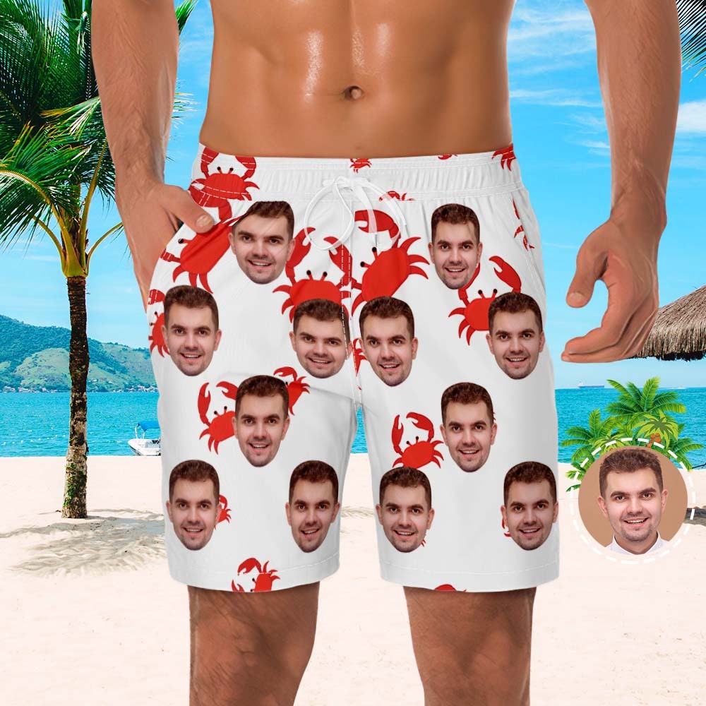 Custom Face Shorts Men's Beach Photo Shorts Little Crab Design - MyFaceSocksAu