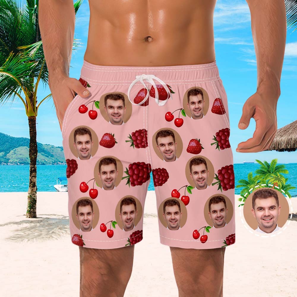 Custom Men's Beach Shorts Men's Photo Shorts Fruit Design - MyFaceSocksAu