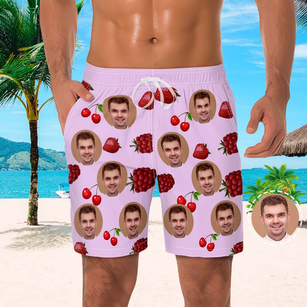 Custom Men's Beach Shorts Men's Photo Shorts Fruit Design - MyFaceSocksAu