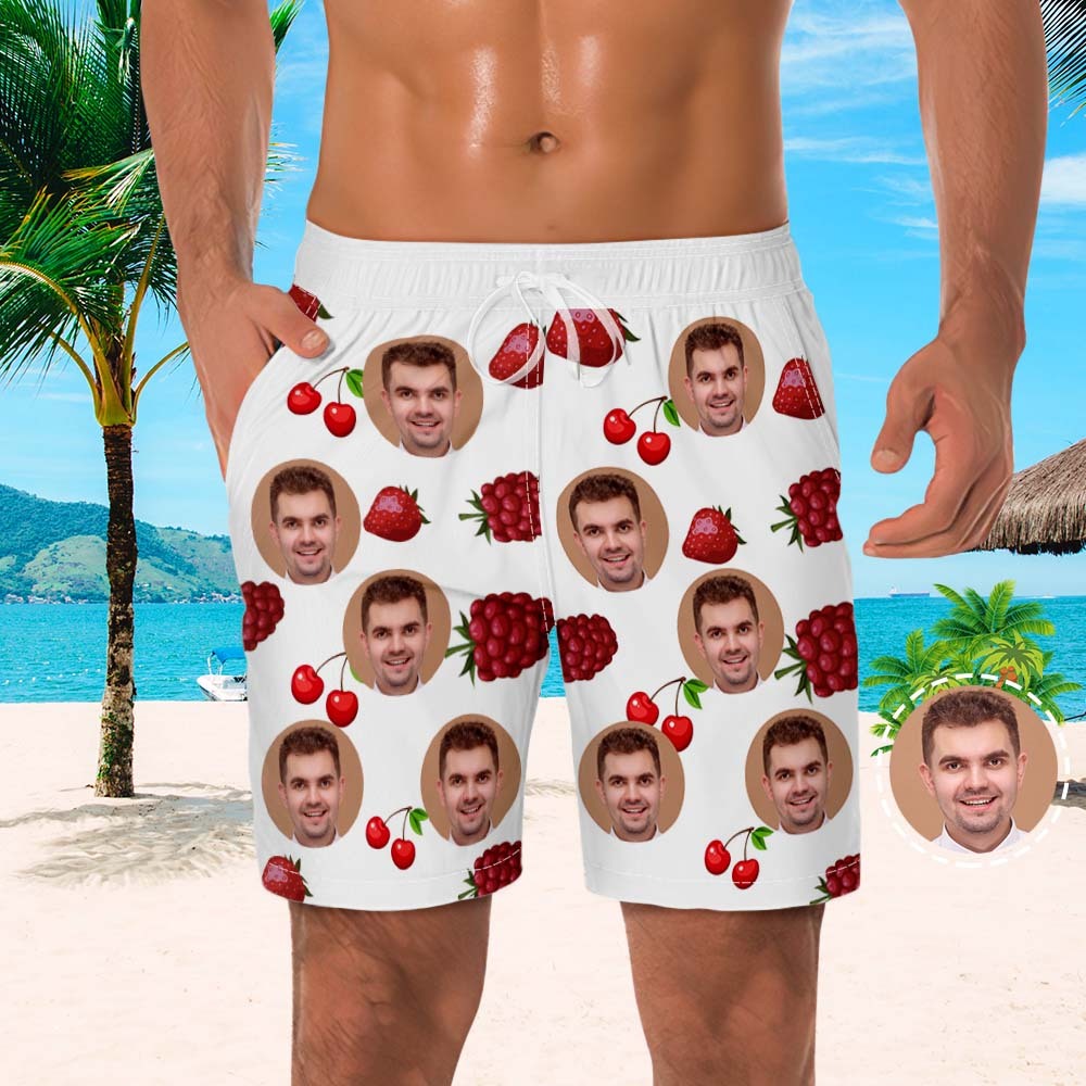 Custom Men's Beach Shorts Men's Photo Shorts Fruit Design - MyFaceSocksAu