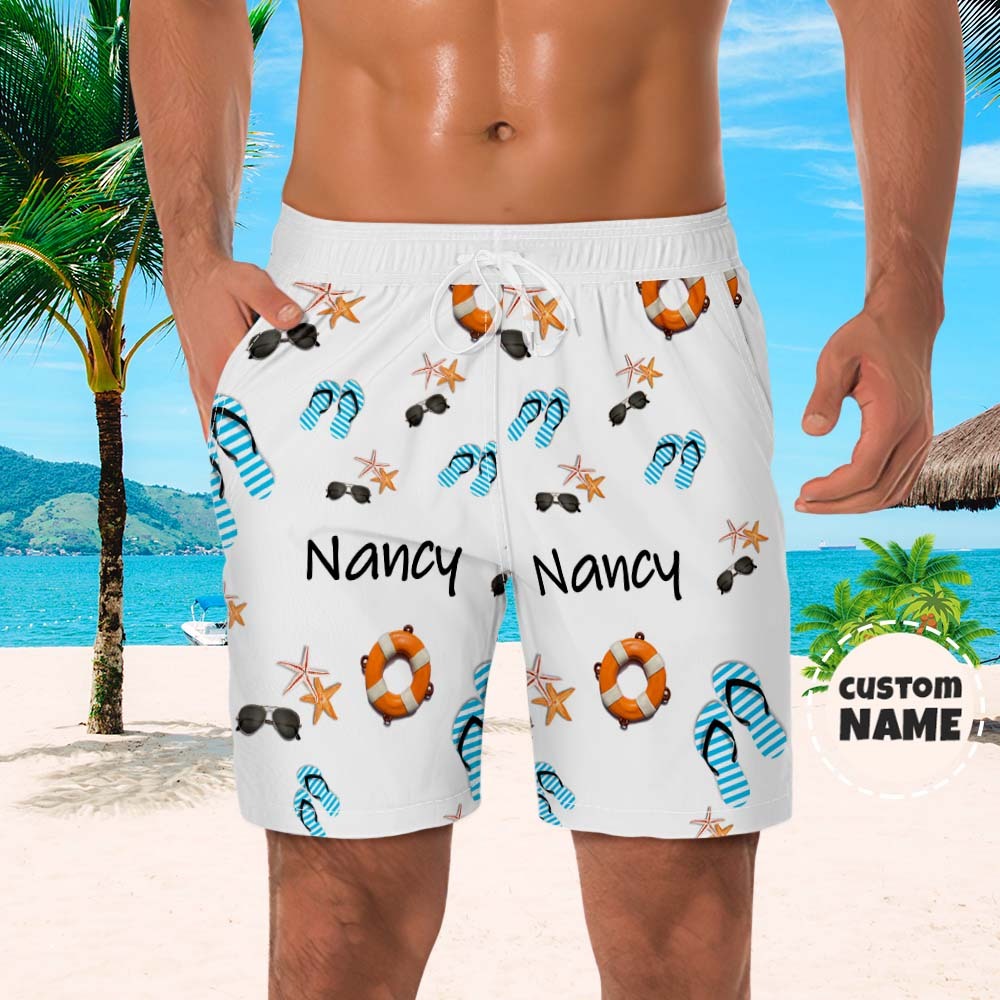 Custom Men's Shorts Custom Name Summer Beach Shorts - MyFaceSocksAu