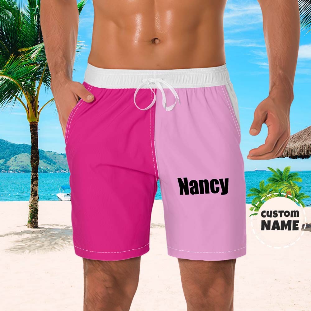 Custom Men's Beach Shorts Custom Name Swim Trunk-Contrast Color - MyFaceSocksAu