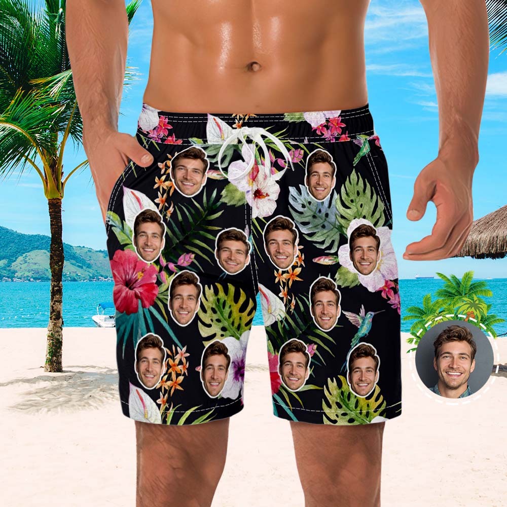 Men's Custom Face Beach Trunks All Over Print Photo Shorts - Street Style - MyFaceSocksAu
