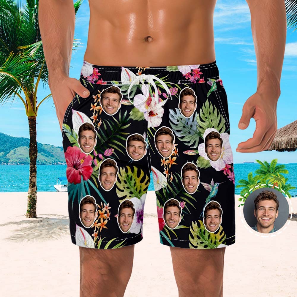 Men's Custom Face Beach Trunks All Over Print Photo Shorts - Street Style - MyFaceSocksAu