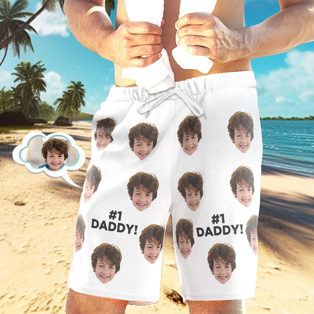 Custom Face Swim Trunks Personalised Beach Shorts Men's Casual Shorts #1 Daddy - MyFaceSocksAu