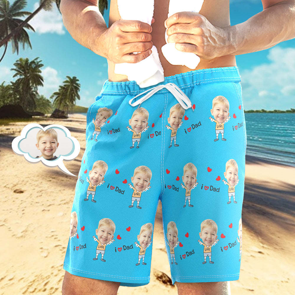 Custom Face Swim Trunks Personalised Beach Shorts Men's Casual Shorts Love Dad - MyFaceSocksAu