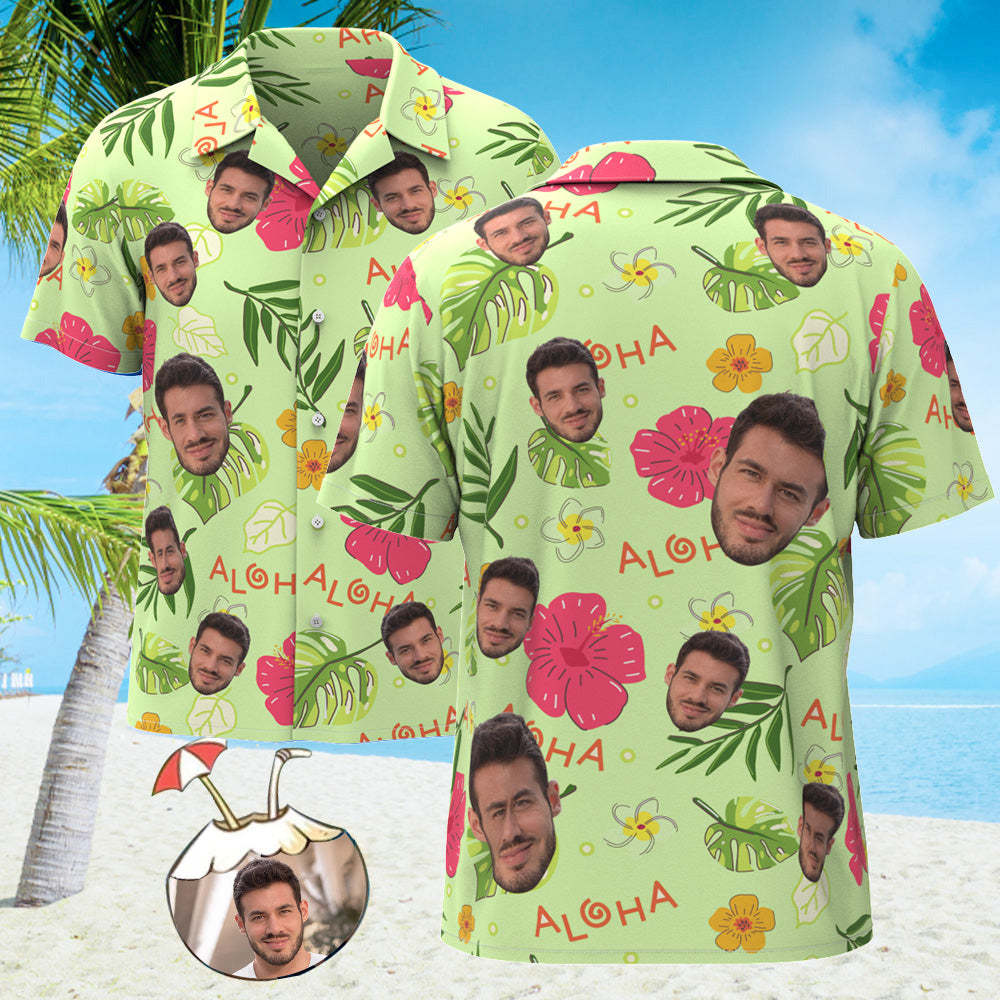 Custom Face All Over Print Hawaiian Shirt ALOHA Flower Hawaii Shirt - MyFaceSocksAu