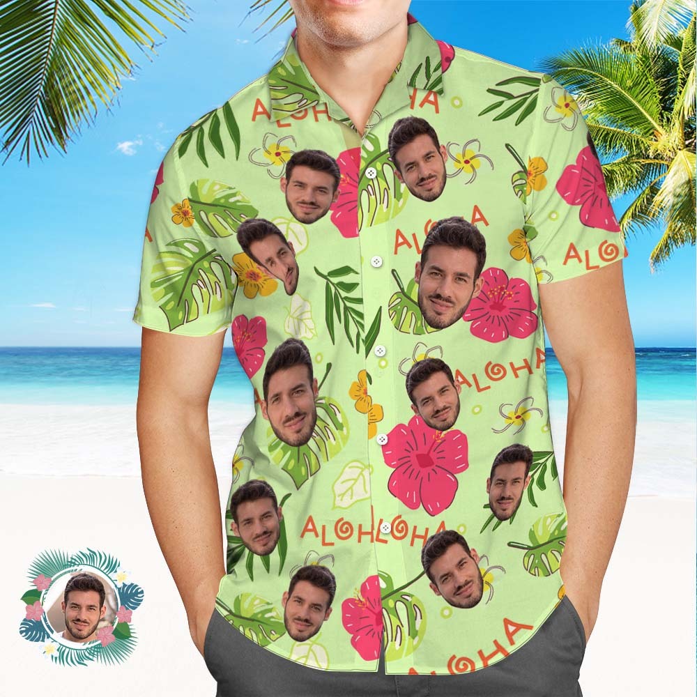 Custom Face All Over Print Hawaiian Shirt ALOHA Flower Hawaii Shirt - MyFaceSocksAu