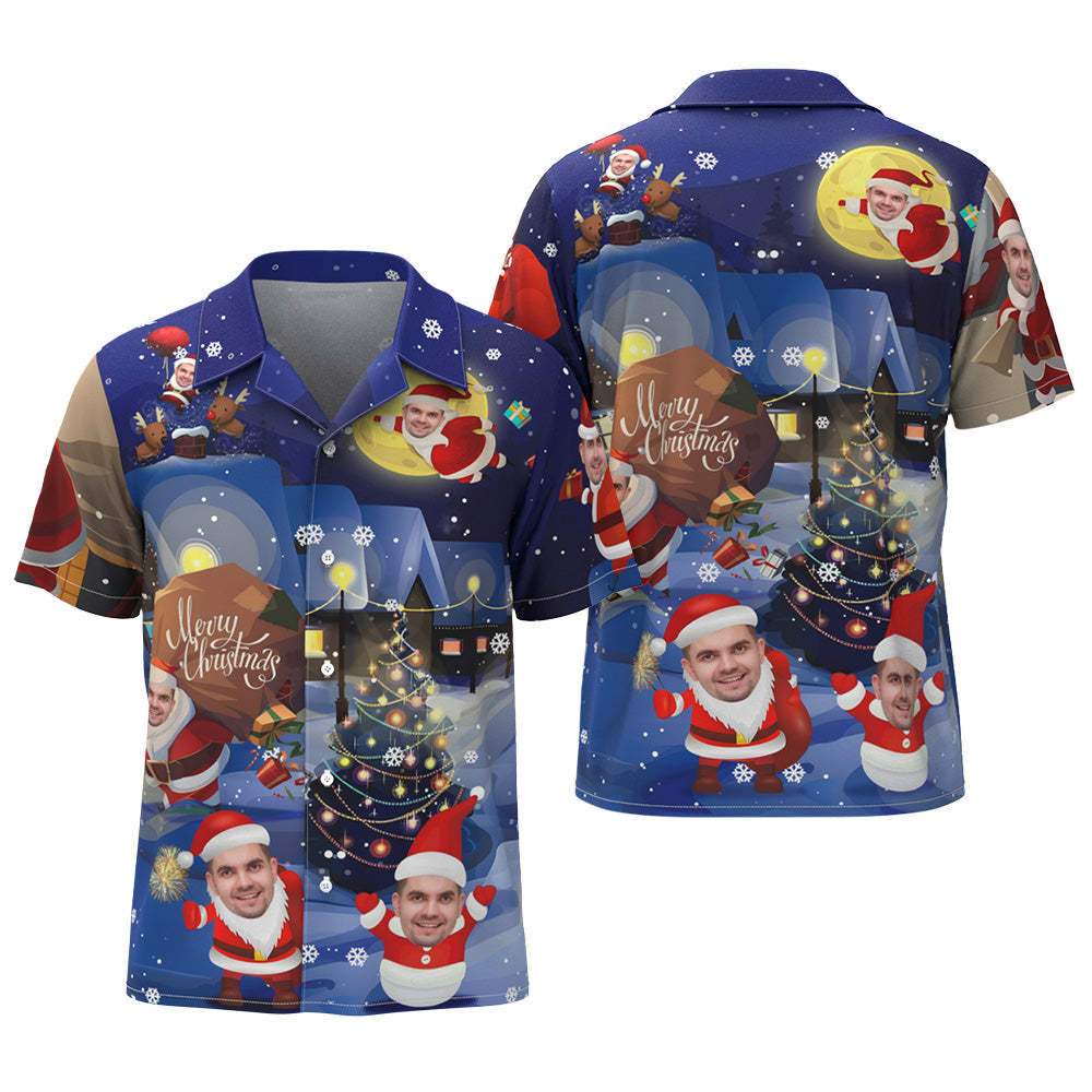 Custom Face Christmas Holiday Love Santa And Gift Hawaiian Shirt - MyFaceSocksAu