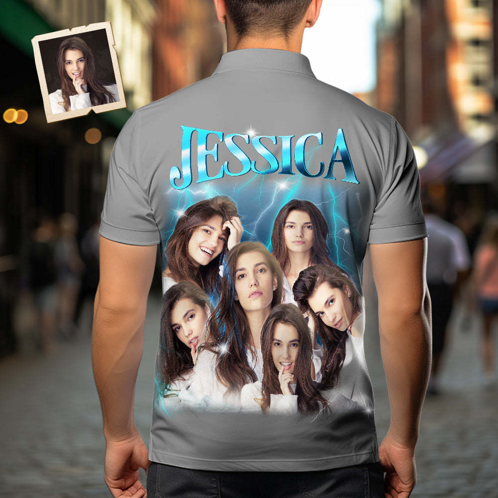 Custom Photo and Text Hawaiian Shirts Personalized Photo Gift Men's Vintage Personality Lightning Shirts-MyFaceSocksAu