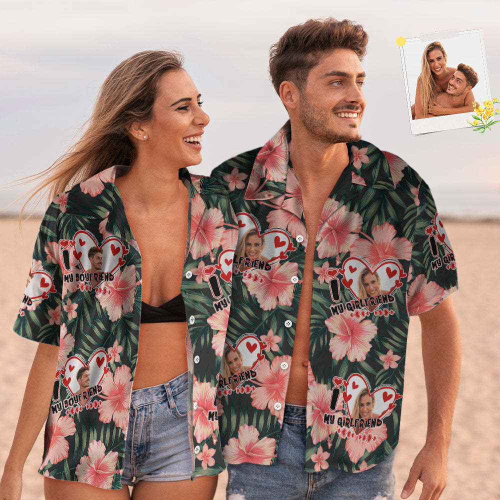 Custom Face Hawaiian Style Shirt Couple Outfit For Love - MyFaceSocksAu