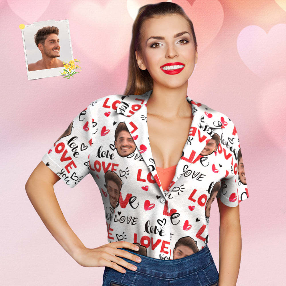 Custom Face Hawaiian Style Personalized White Shirt Couple Outfit - MyFaceSocksAu