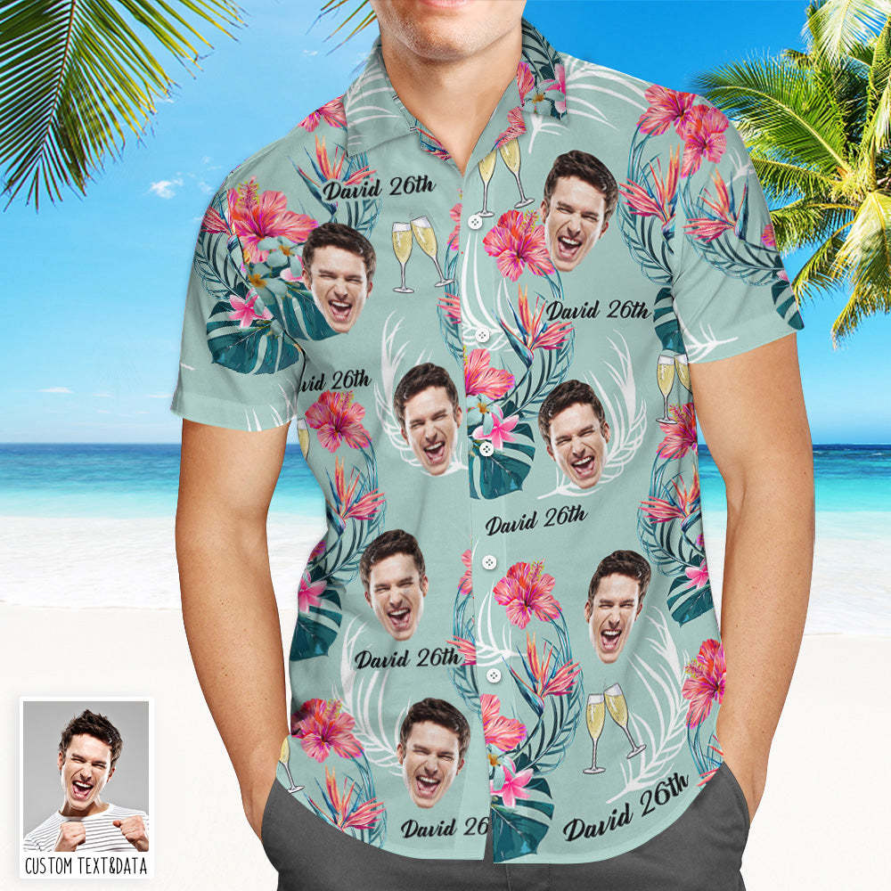 Custom Face Hawaiian Shirt Birthday Text And Photo Hawaiian Shirt David 26th Birthday Shirt - MyFaceSocksAU