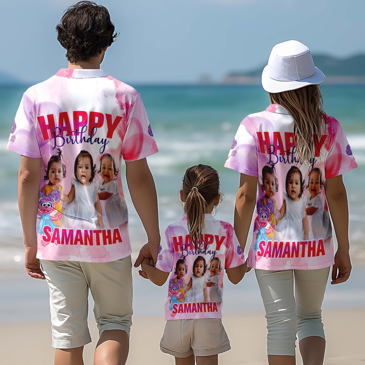 Custom Photo Hawaiian Shirt Kids Birthday Parent-child Wears Personalised Face Hawaiian Shirt Gift Happy Birthday - MyFaceSocksAU