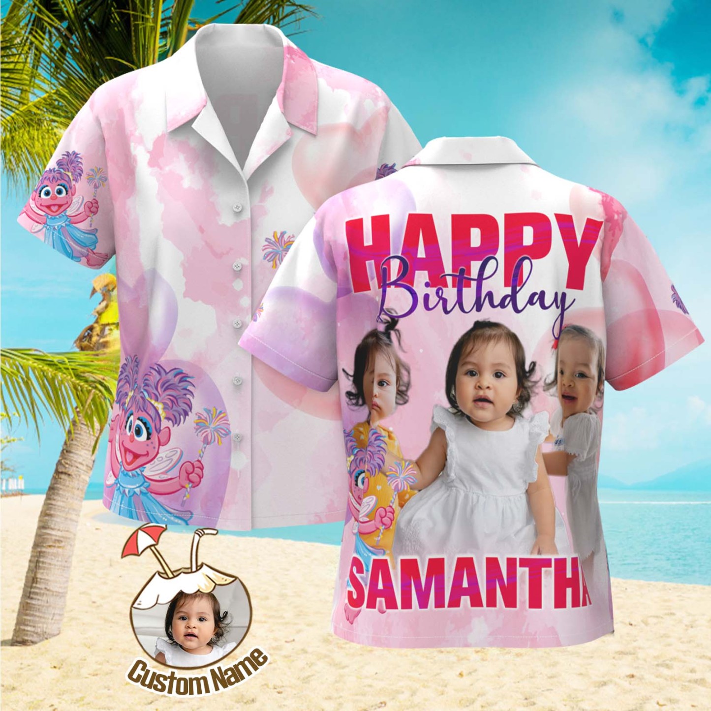 Custom Photo Hawaiian Shirt Kids Birthday Parent-child Wears Personalised Face Hawaiian Shirt Gift Happy Birthday - MyFaceSocksAU