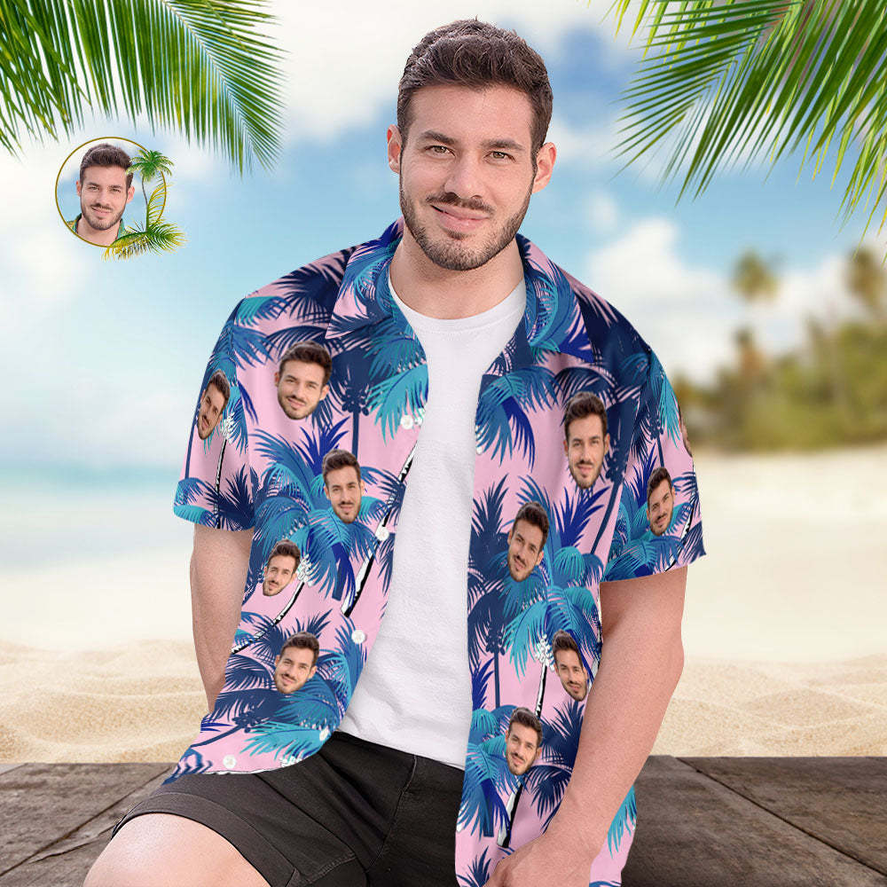 Custom Mens Face Holiday Coconut Tree  Hawaiian Shirt Face Hawaiian Shirt - MyFaceSocksAU