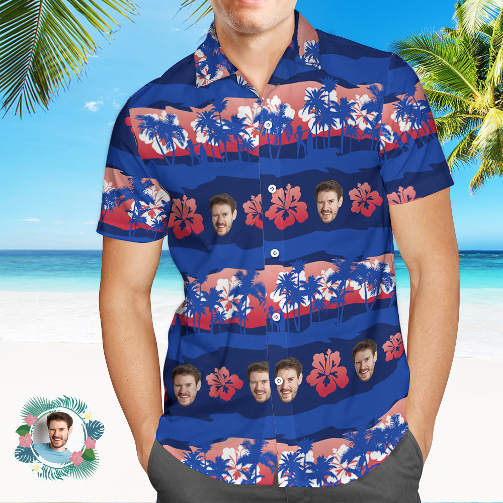 Custom Hawaiian Shirts Colorful Leaves Aloha Beach Shirt Dark Blue - MyFaceSocksAU