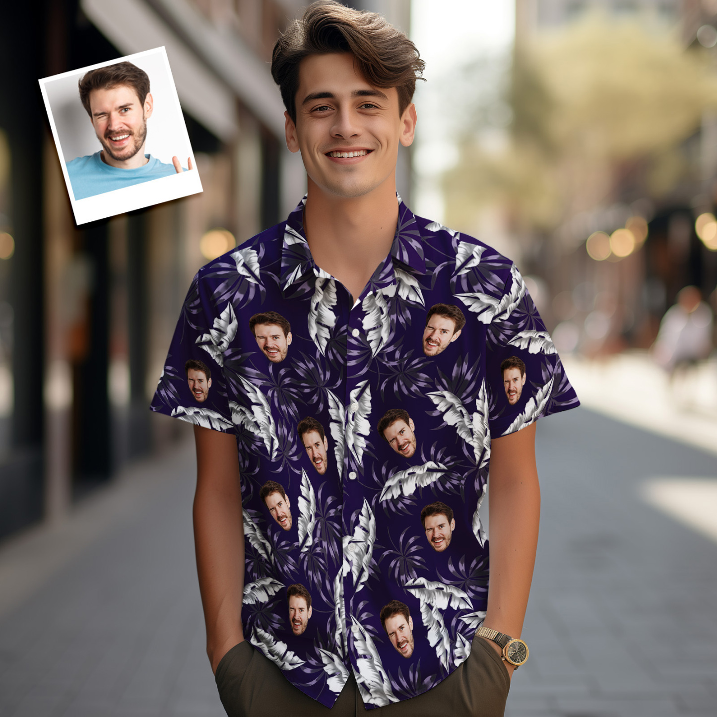 Custom Logo Hawaiian Shirts Colorful Leaves Aloha Beach Shirts - MyFaceSocksAU