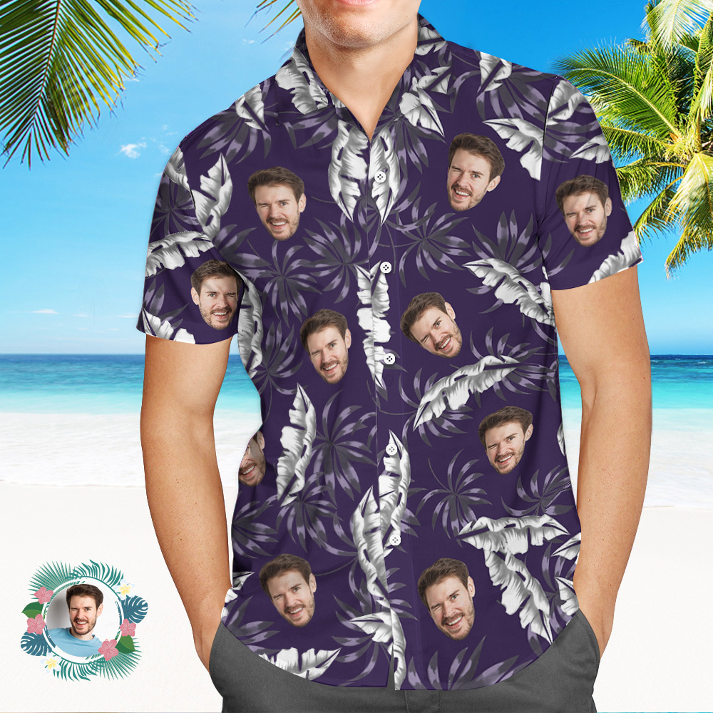 Custom Logo Hawaiian Shirts Colorful Leaves Aloha Beach Shirts - MyFaceSocksAU