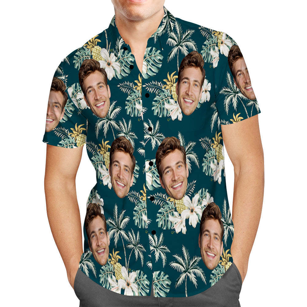 Custom Hawaiian Shirts with Pet Face Funky Vintage Hawaiian Shirt Casual Short Sleeve Shirt - MyFaceSocksEU