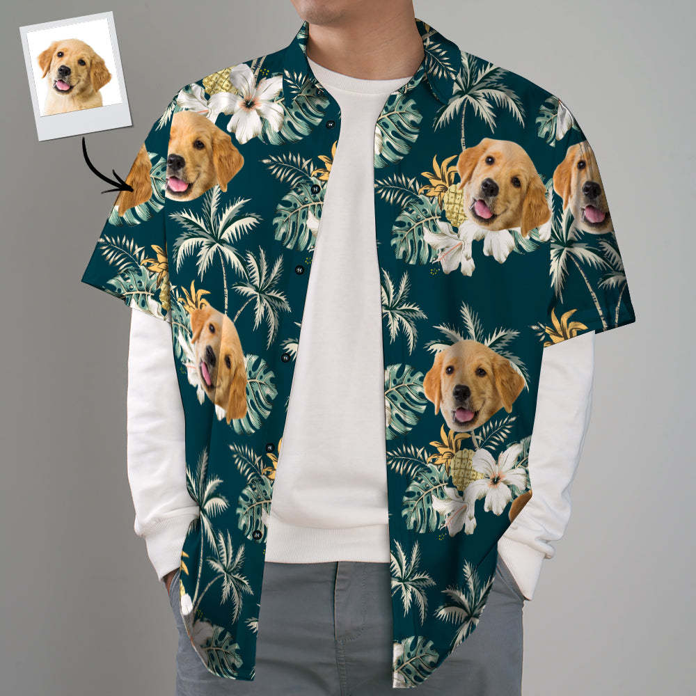 Custom Hawaiian Shirts with Pet Face Funky Vintage Hawaiian Shirt Casual Short Sleeve Shirt - MyFaceSocksEU