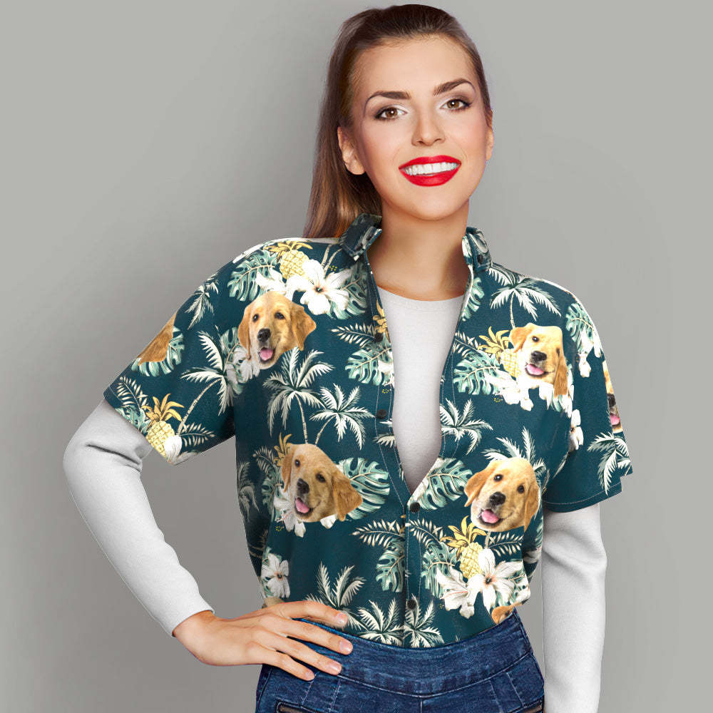 Custom Hawaiian Shirts with Pet Face Funky Vintage Hawaiian Shirt Casual Short Sleeve Shirt - MyFaceSocksEU