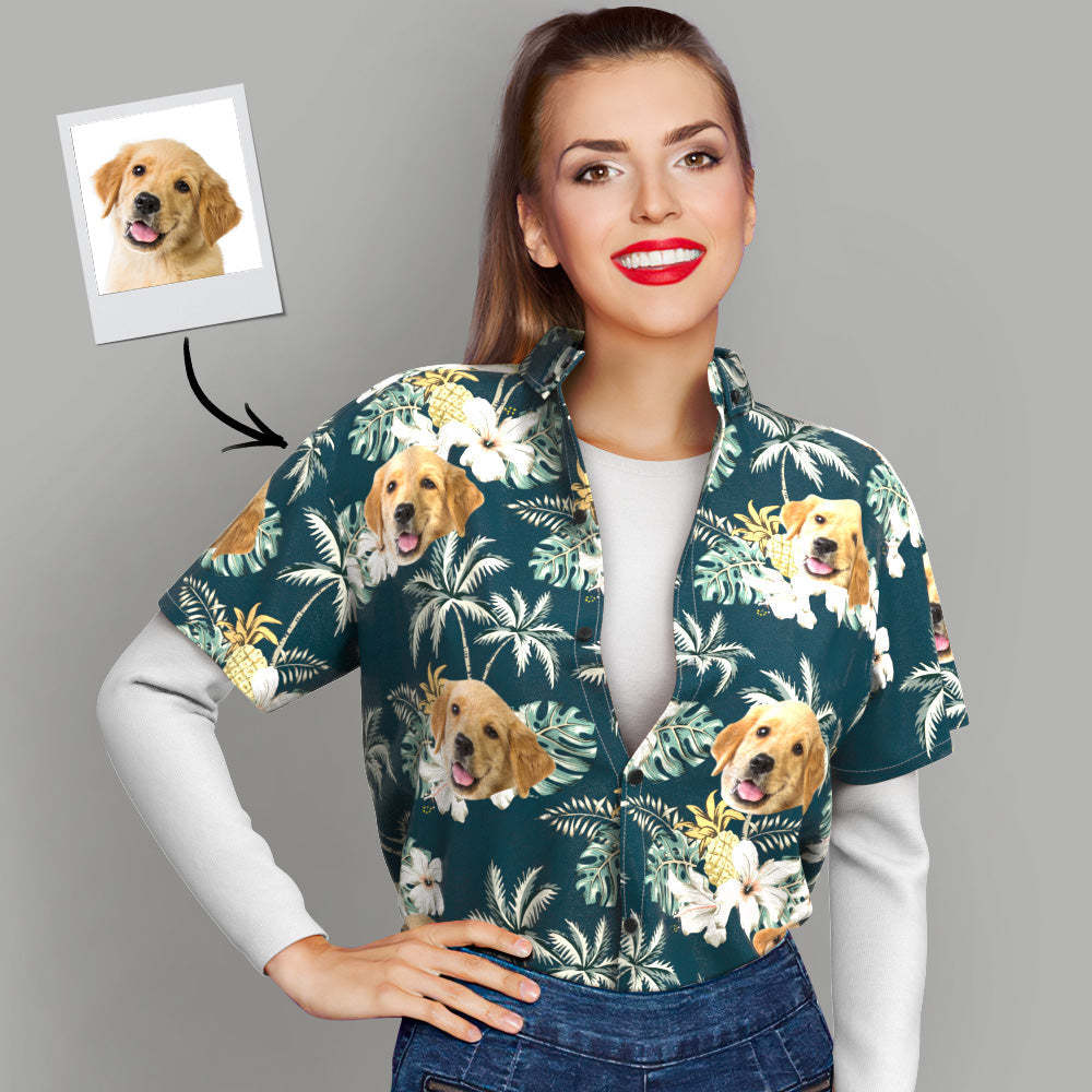 Custom Hawaiian Shirts with Pet Face Funky Vintage Hawaiian Shirt Casual Short Sleeve Shirt - MyFaceSocksEU