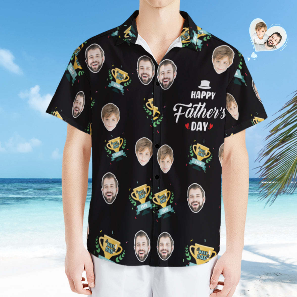 Custom Photo Hawaiian Shirt Personalised Face Hawaiian Shirt Gift Father's Day Gift